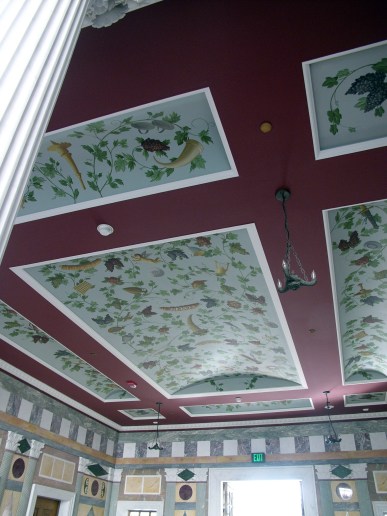 detail of ceiling from Herculaneum Roman villa Getty Museum