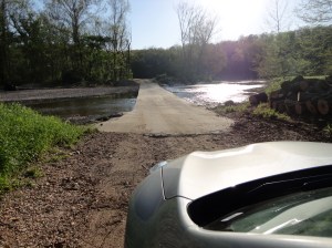 You have to cross four of these fords to get to my parent's place. If it rains hard, you wait til the water goes down. This is road WW. You get there first from B and then W.